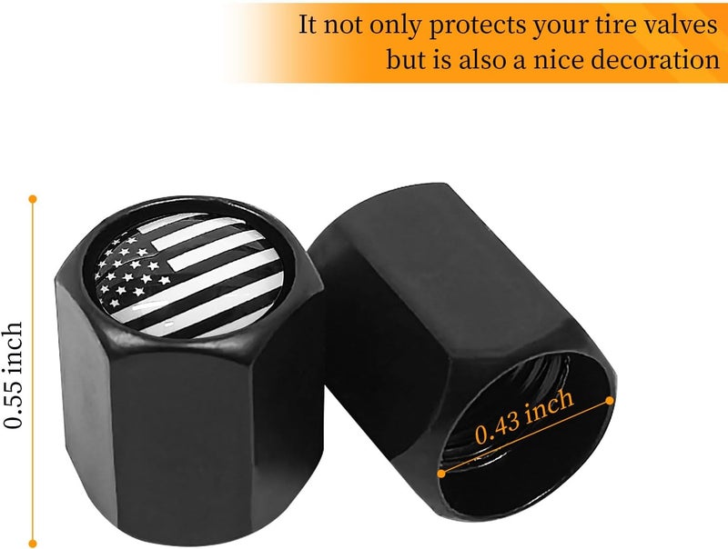 Eaglewireless 4 Pack Tire Valve Stem Caps Leakproof Aluminum Chrome Tire Valve Caps with Rubber O-Rings Compatible with for Tesla Model 3, S, X, Y (Chrome US Flag) - Image 5